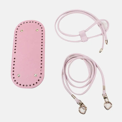 3Pcs DIY Purse Making Kit with Chain PU Leather Bucket Bag Base & Shoulder Strap Crochet Handbag Accessories ﻿ Good Vibrations