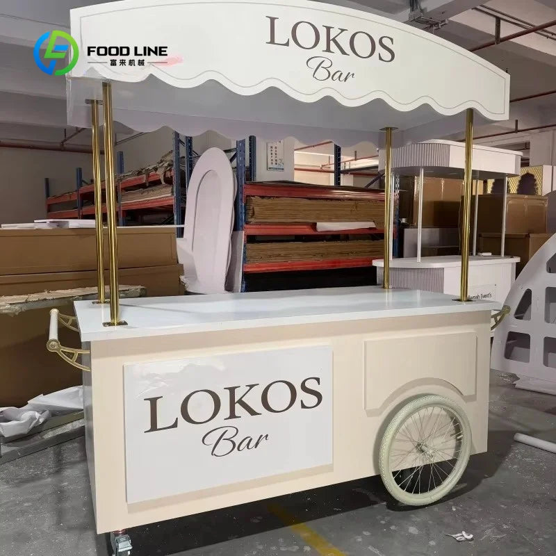Customized Wedding Party Decorations Candy Cart and Flower Dessert Ice Cream Candy Cart for Children Kids Party Decor Good Vibrations