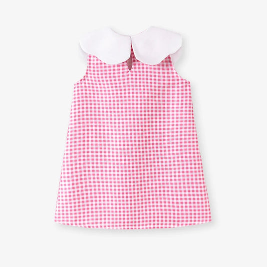 Little maven 2026 Summer Children's Clothing Baby Girls Cartoon Casual Plaid Flowers Pink Princess Dresses Kids Clothes Good Vibrations