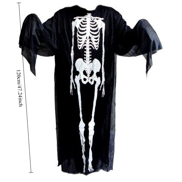 2025 Halloween New Party Role Playing Children Adult Death Black Cloak Halloween Skull Ball Costume Prop Set Children Adult Gift Good Vibrations