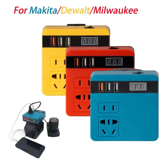 120W Power InverterDC 18-21V To AC 220V  for Makita/Dewalt/Milwaukee18V 20V Battery  High Efficiency Inverter for Power Tools Good Vibrations