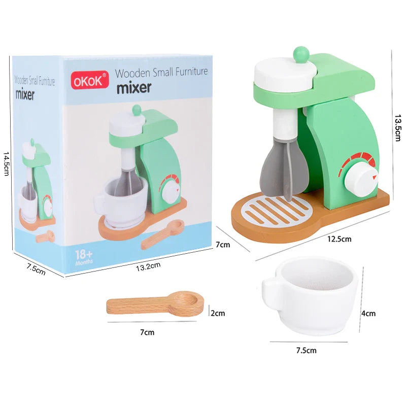 Children's playhouse wooden toys, simulation juicer, coffee machine, blender, bread machine, creative building blocks Good Vibrations