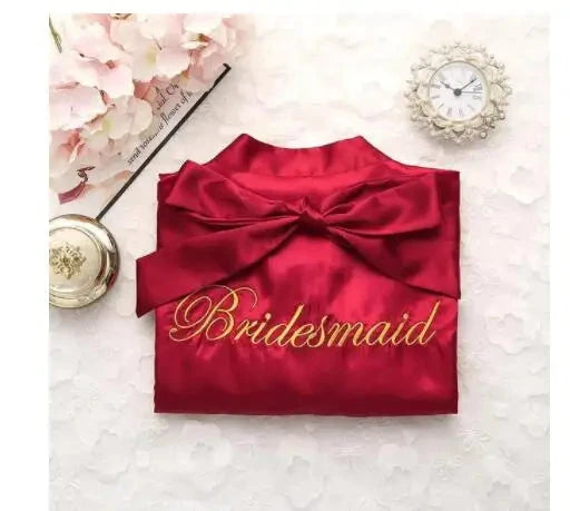 Bride Bridesmaid Wedding Robe Embroidery Kimono Bathrobe Gown Nightgown Casual Satin Short Women Sexy Nightwear Sleepwear Good Vibrations