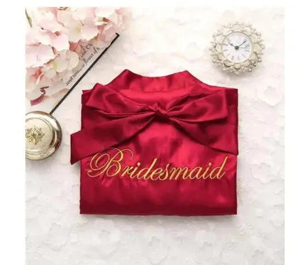 Bride Bridesmaid Wedding Robe Embroidery Kimono Bathrobe Gown Nightgown Casual Satin Short Women Sexy Nightwear Sleepwear Good Vibrations