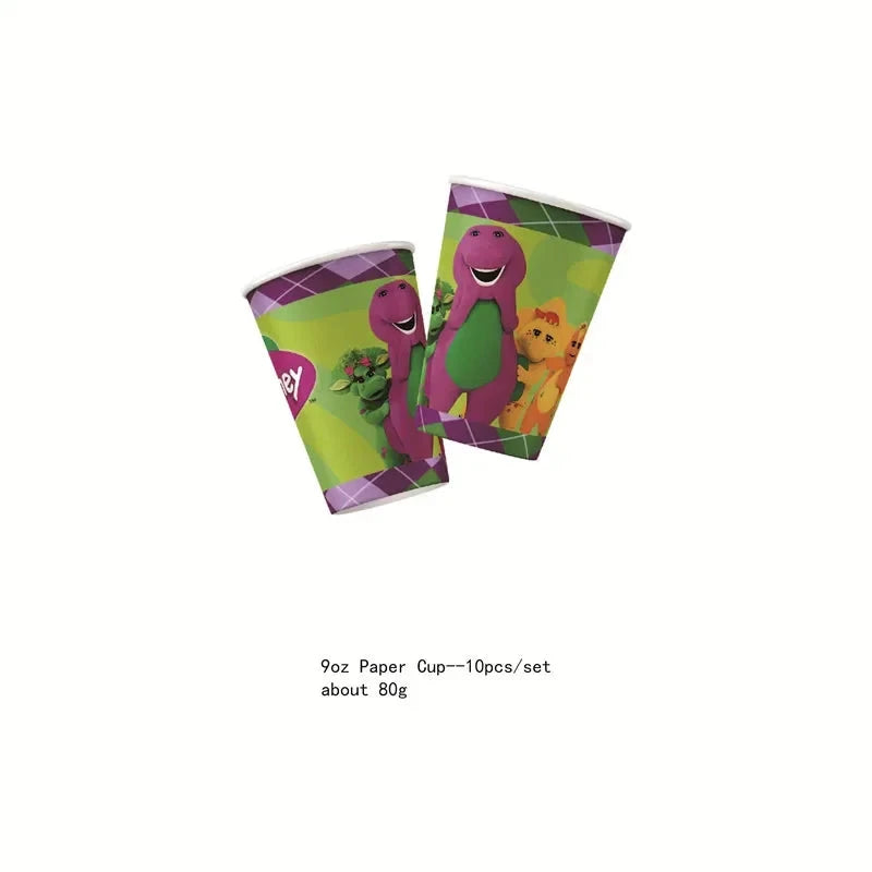 Barney Themed Birthday Party Decorations Disposable Cutlery Plate Tablecloth Cup Balloon Birthday Party Good Vibrations