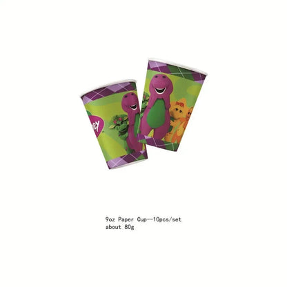 Barney Themed Birthday Party Decorations Disposable Cutlery Plate Tablecloth Cup Balloon Birthday Party Good Vibrations