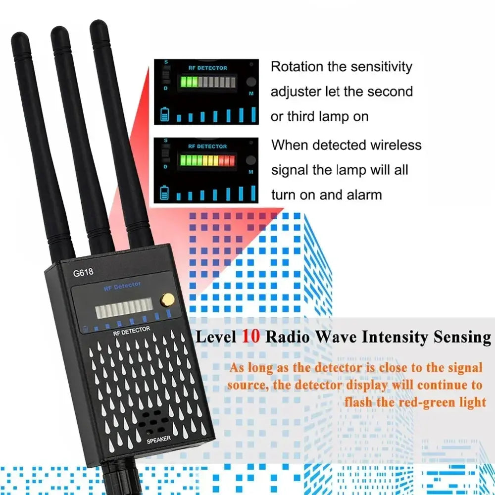 Wifi Hidden Camera RF uav Detector Audio Bug GPS Anti Spy Gadgets GSM 2G 3G 4G 5G All Signal Jammer gps Tracker Blocker Device Good Vibrations