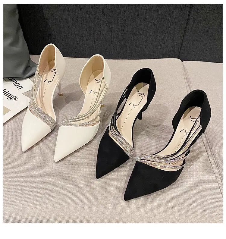 Women Evening Party High Heels New  Pumps Elegant Ladies Pointed To Black  Strappy Stripper Shoes for Women Good Vibrations