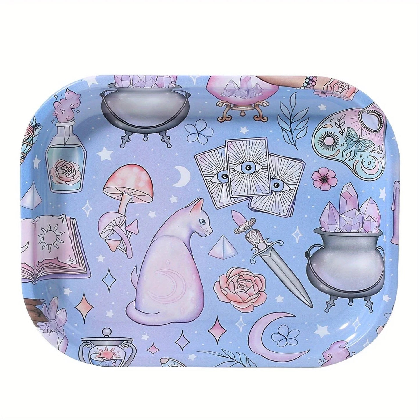 2 Pieces Kitten Bear Floral Mushrooms The Magic World Grinder and Rolling Tray Combo Good Vibrations Adult Super Store