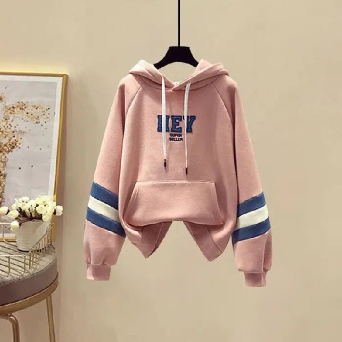 Sports Set for Women in Spring and Autumn New Korean Version Color Blocking Hooded Top Casual Pants Age Reducing Two-piece Set Good Vibrations