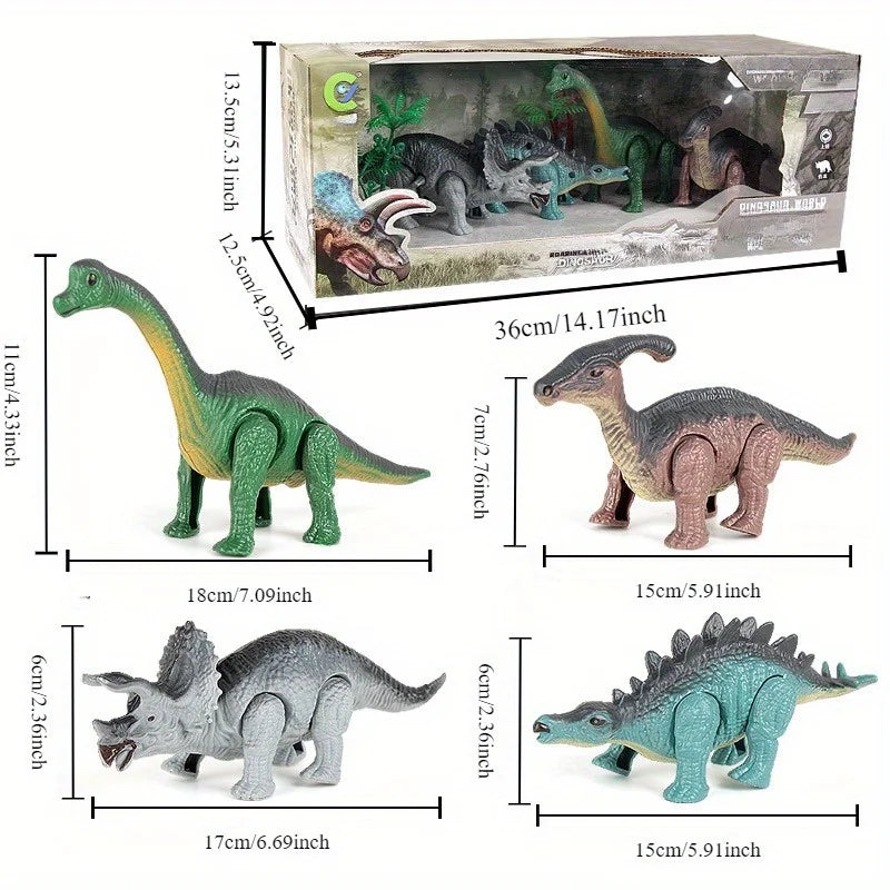 A Gift Set Of Dinosaur Toys, Running Mechanical Animal Toy That Walks Automatically When Wound Up. Birthday Gift For Children. Good Vibrations