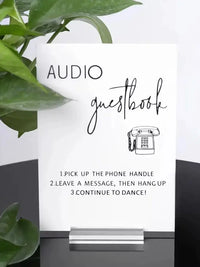 Audio Guestbook Pick Up The Phone Leave A Message For The Newlyweds Clear Glass Look Acrylic Wedding Sign Guest Book Good Vibrations