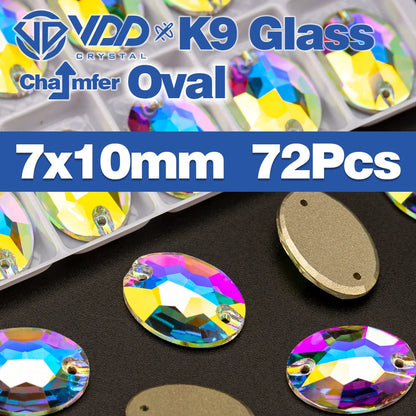 VDD Chamfer AAAAA Top Quality K9 Glass Sew On Rhinestones Sewing Crystal AB Flatback Stone For Clothes Accessories Wedding Dress Good Vibrations
