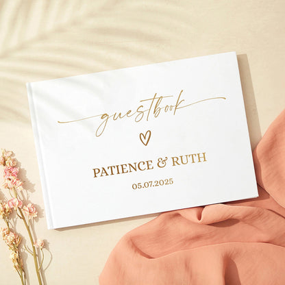 Personalized Guest Book for Wedding Noble Message Photo Album Simple Elegant Horizontal Wedding Reception Signing Book Good Vibrations