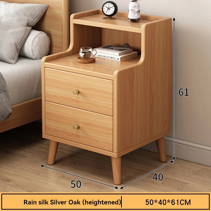 Bedside cabinet, household small bedroom storage, narrow cabinet, mini storage shelf, solid wood color, multi-purpose storage Good Vibrations