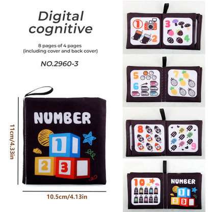 4 Pages Enlightenment Early Learning Books Children Black and White Cloth Book for Kids Montessori Educational Toys Good Vibrations