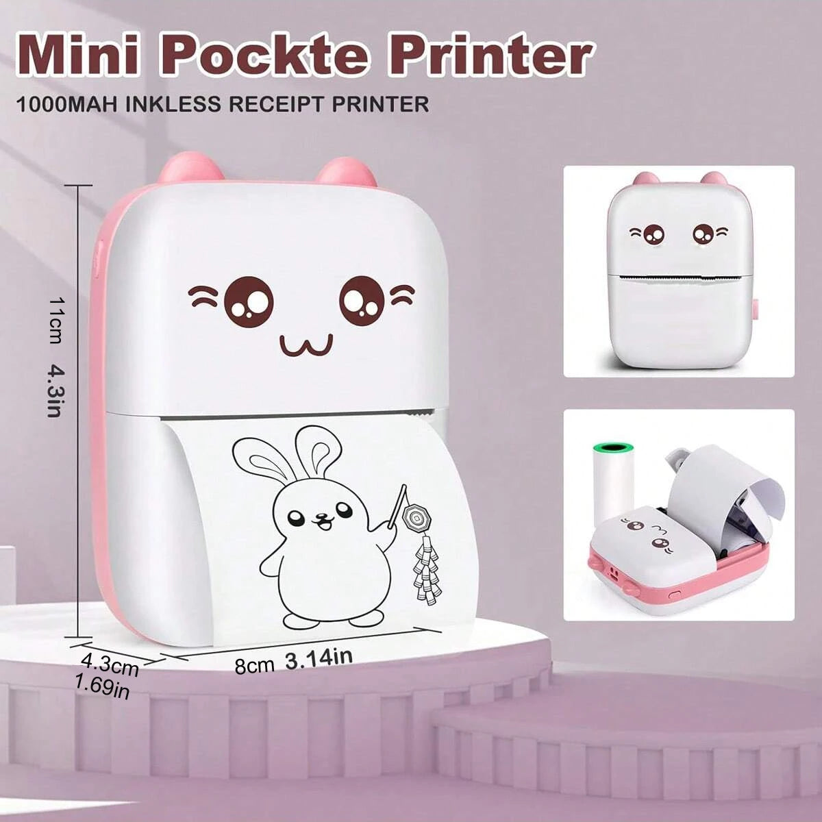 Mini HD Portable Label Thermal Printer Endurance Bluetooth Printer for Student Error Title Note Wrong Pocket Inkless Printing Good Vibrations