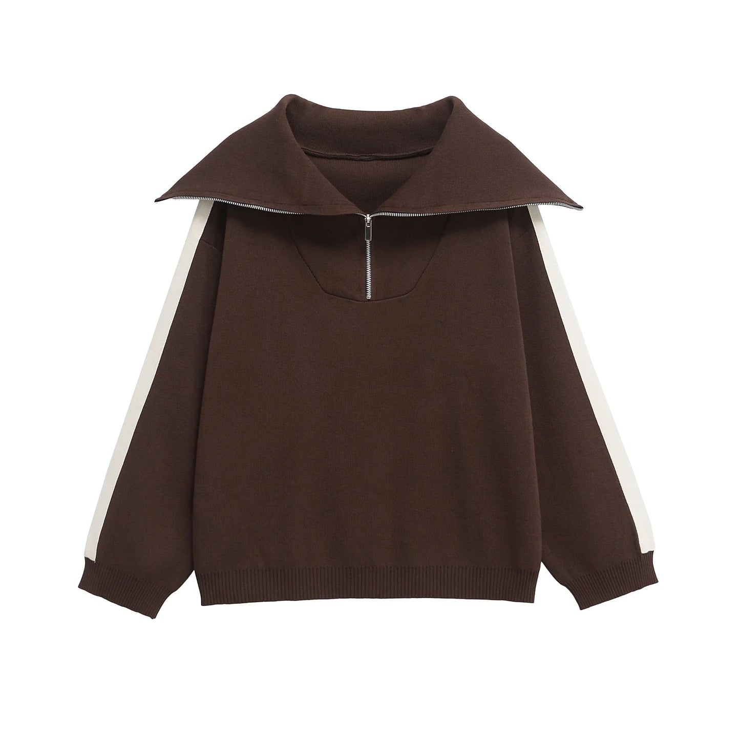 DUOPERI Women Fashion 2 Piece Sets Brown Pullover Sweatshirts & High Elastic Waist Trousers Feamle Chic Lady Pants Set Good Vibrations