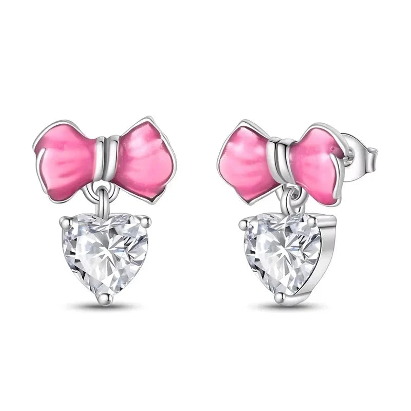 925 Sterling Silver Red Heart-shaped Ring Earrings Necklace Charm Sparkling Women's Jewelry Gift Fashion Light Luxury Making Good Vibrations