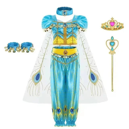 Jasmine Girls Aladdin Costume Halloween Princess Dress Kids Birthday Party Christmas Arabian Cosplay 4 5 6 7 8 9 10 Years Good Vibrations