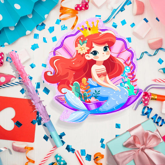 Mermaid Piñata,13.6'' Mermaid Party Pinata Set-Mermaid Piñata Large Blindfold Stick etc Mermaid Birthday Party Supplies for Kids Good Vibrations