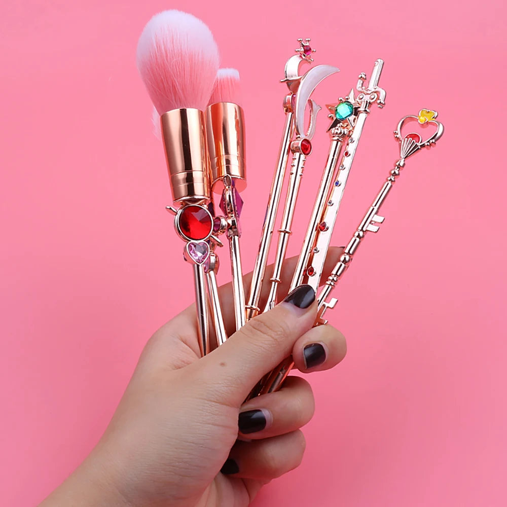 13 PCS Sailor Moon Makeup Wand Weapon Brushes Set Eye Shadow Foundation Cosmetic Brush Eyeshadow Blush Beauty Soft Make Up Tools Good Vibrations