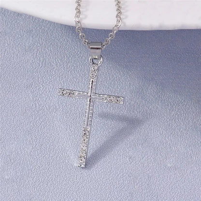 Fashion Cross Necklace for Women Men Gold Silver Color Dazzling Crystal Jesus Crucifix Necklace Christian Jewelry Wholesale Good Vibrations