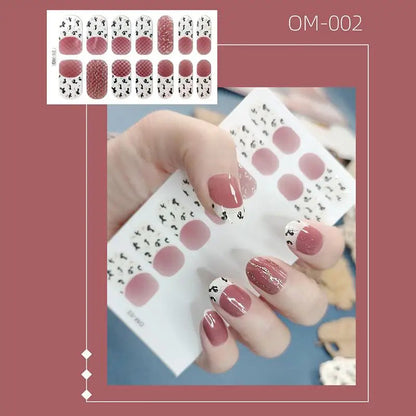 14 Strips Leopard Print Semi-Cured Gel Nail Decals 3D Gradient Waterproof Full Cover Flakes Nail Sticker DIY Adhesive Nail Wraps Good Vibrations
