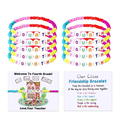 10 Sets Back to School Gifts for StudentInclude Our Class Is a Family Greeting Card andFirst Day of School Bracelet Good Vibrations