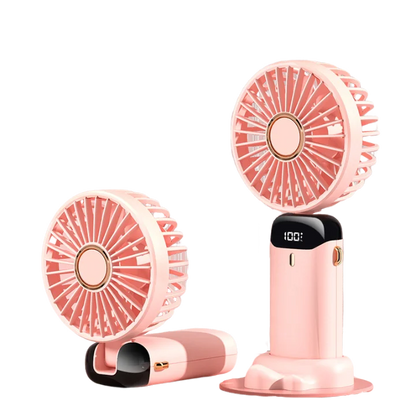 5 Speed Adjustable Intelligent Digital Display USB Folding Neck Hanging Fan Portable Charging Model Portable Cooling Device Good Vibrations