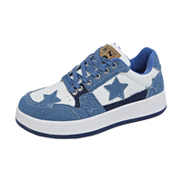 Women's Fashion Sneakers Spring New Denim Spliced Front Lace-Up Platform Non-Slip Wear-Resistant Flat Single Shoes Good Vibrations