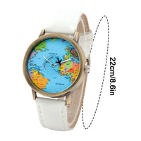 Fashion Global World Map Plane Denim Fabric Band Watch Casual Men Women Wristwatches Quartz Watch Gift Horloges Relógio Good Vibrations
