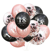 15pcs 18th Happy Birthday Balloon Decor 12 Inch Confetti Latex Balloons for 18 20 30 70 Years Old Birthday Celebrate Decoration Good Vibrations
