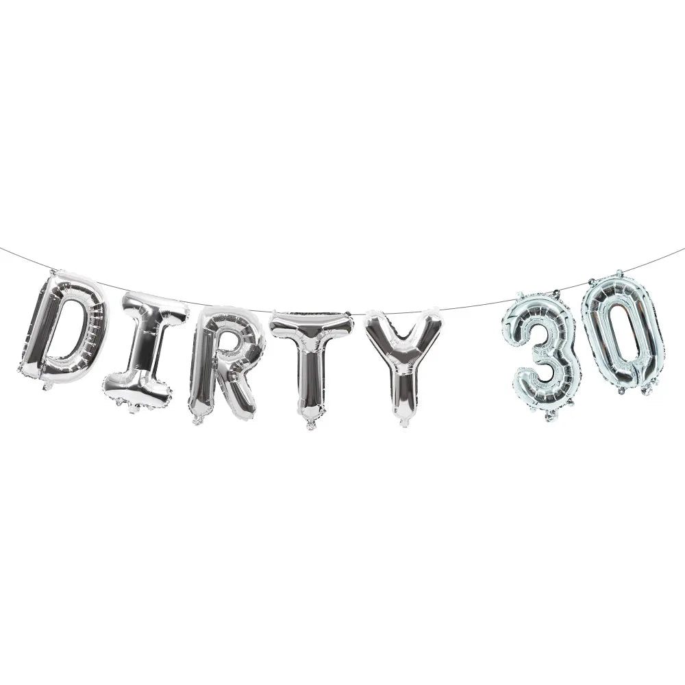7pcs/set Rose Gold DIRTY 30 Thirty 30th Birthday Party Decoration Sweet Girls Happy Birthday Balloon Event Party Supplies Globos Good Vibrations