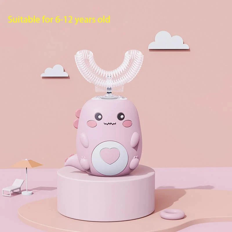Children U-shaped Electric Toothbrush 360 Degrees Smart Cartoon Kids silicone Toothbrush Automatic Rechargeable Sonic Toothbrush Good Vibrations