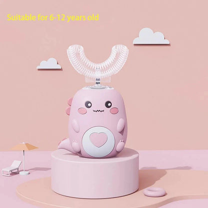 Children U-shaped Electric Toothbrush 360 Degrees Smart Cartoon Kids silicone Toothbrush Automatic Rechargeable Sonic Toothbrush Good Vibrations