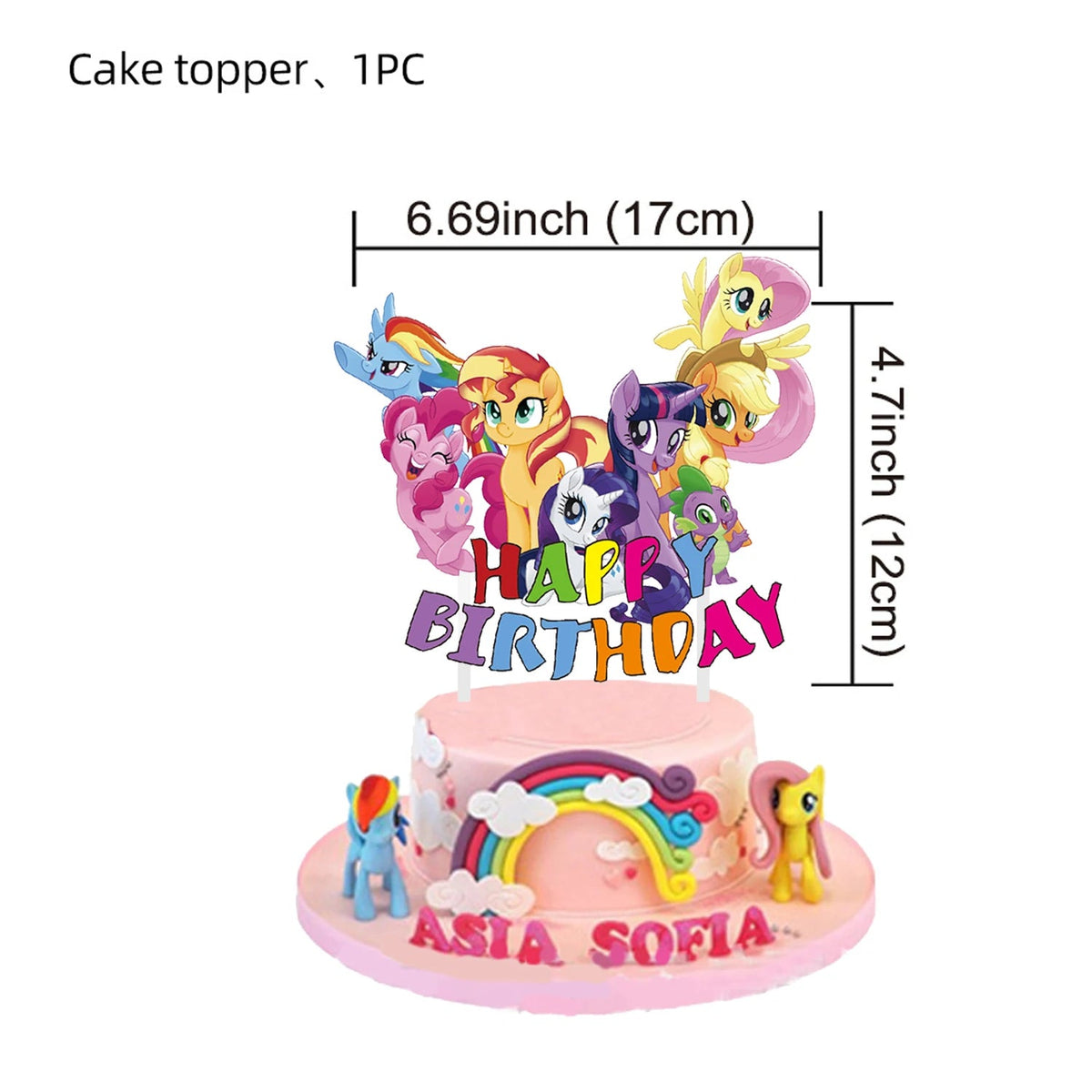 My Little Pony themed children's birthday party supplies, girls' first birthday tablecloth, tableware, paper cups, flag-raising Good Vibrations