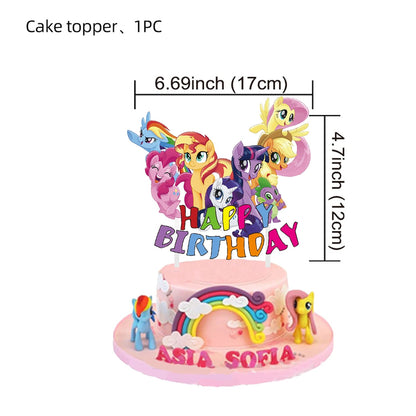 My Little Pony themed children's birthday party supplies, girls' first birthday tablecloth, tableware, paper cups, flag-raising Good Vibrations