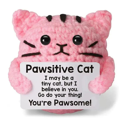 Positive Energy Pocket Hug Crochet Doll, Mini Handmade Knitted Plush Potato Turtle Vegetable Duck Funny Support Gift with Card Good Vibrations