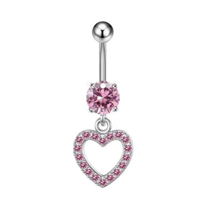 Fashion Pink Crystal Crown Belly Button Rings Stainless Steel Long Pendant Butterfly Heart Navel Piercing for Women Jewelry Good Vibrations Adult Super Store