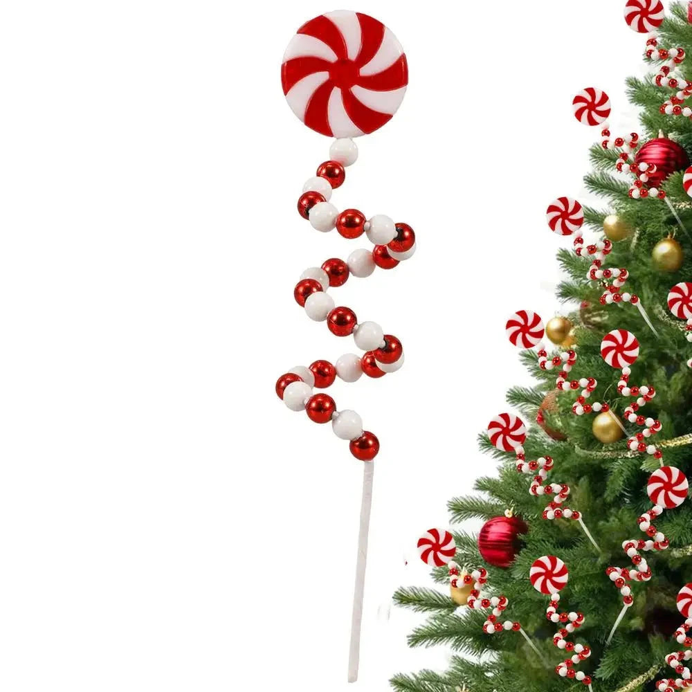 Christmas Candy Cane Decorations Christmas Tree Decoration Red White Lollipop Decoration Curved Candy Christmas Tree Stems Decor Good Vibrations