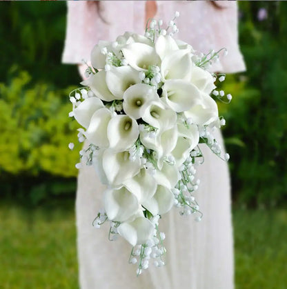 New White Wedding Bouquet Handmade Artificial Flower Calla Buque Casamento Bridal Bouquet for Wedding Decorations - Good Vibrations