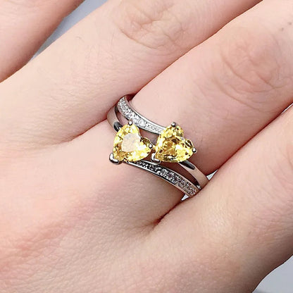 Elegant Yellow Water Drop Shaped Crystal Rhinestone Zircon Ladies Ring for Women Party Wedding Engagement Jewelry Size 6-10 Good Vibrations