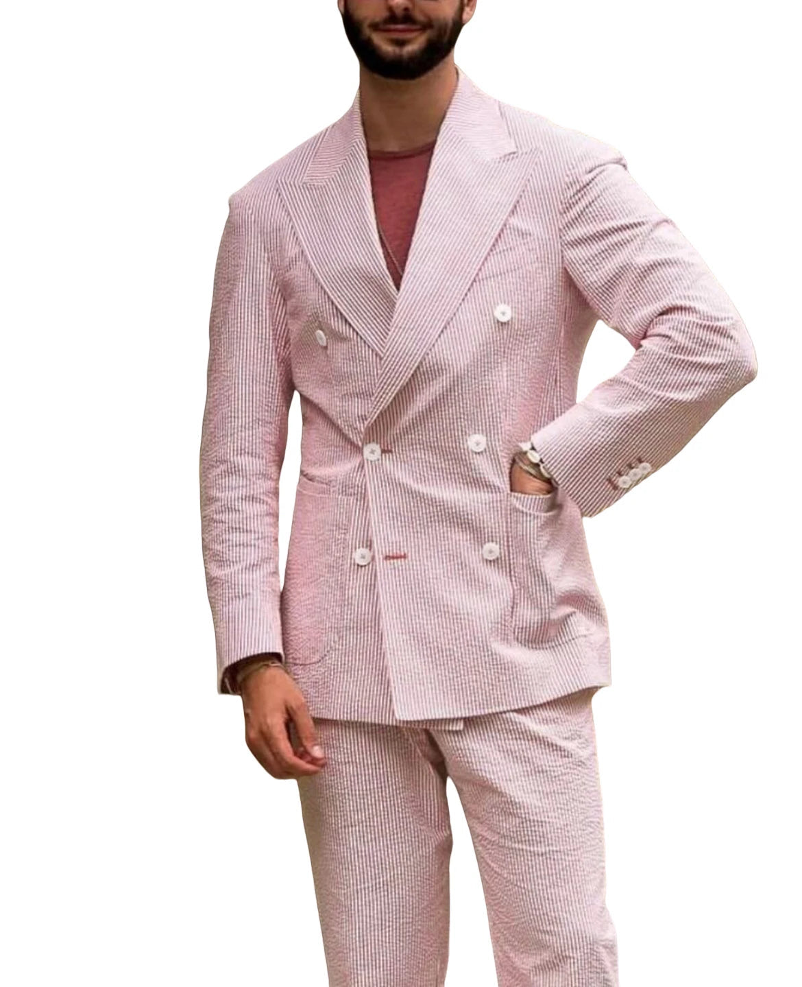 Men's Striped Suit Two Piece Suit Elegant Fashion Suit Business Casual Work Wear Party Dress Men's Commuter Wear Men's Clothing Good Vibrations