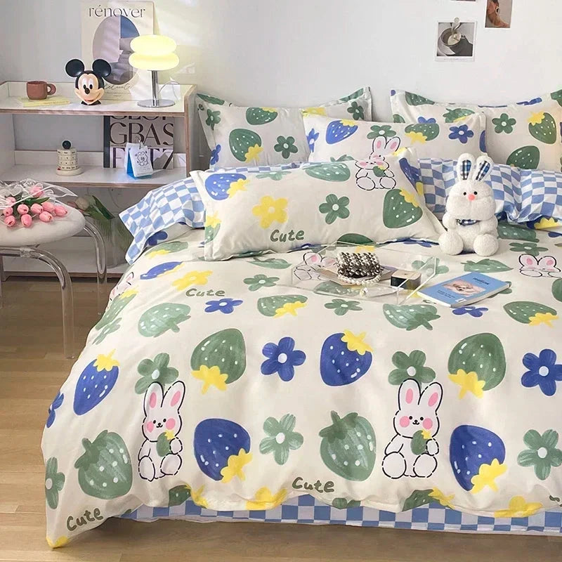 Bedding Set for Girl Boy Bedroom KIDS Modern Comforter Duvet Cover Flat Sheet Pillowcase  Home Textile Soft Bed Linen Good Vibrations