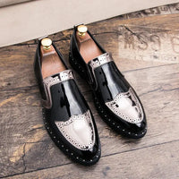 Fashionable Formal Men Shoes Lightweight Outdoor Loafers Thick Soled Wear-resistant Leather Shoes Black Gold andSilverSizes38-48 Good Vibrations