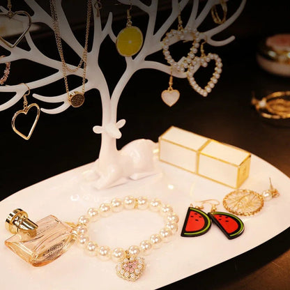Jewelry Display Stand Tray Tree Storage Racks Earrings Necklaces Rings Jewelry Boxes Case Desktop Organizer Holder Make Up Decor Good Vibrations