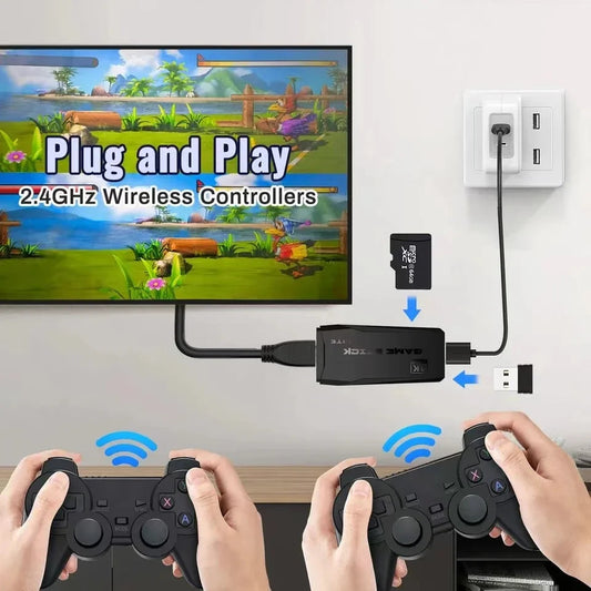 4K Game Stick TV Video Game Console Built-in 20000+ Games 64G Retro Handheld Game Player Wireless Controller Gamepad Good Vibrations