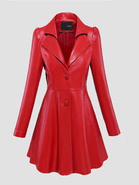 Nerazzurri Autumn Black Red Faux Leather Coat Blazer Women Notched Collar Puff Sleeve Skirted Luxury Elegant Chic Clothes 2023 - Good Vibrations