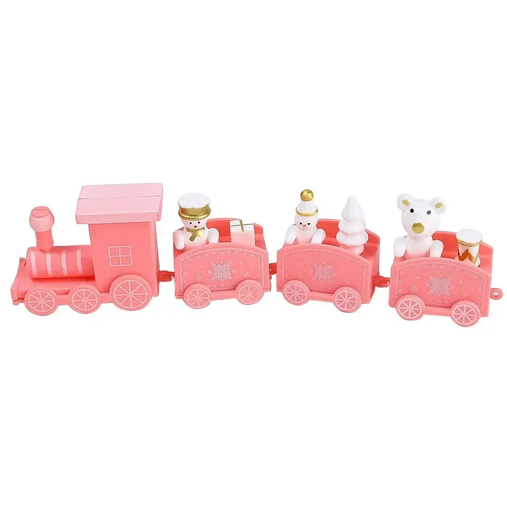 Christmas Train Painted Wooden Plastic  Mini Christmas Tree Train Christmas Decorations Festival Party Xmas Table Top Ornament Good Vibrations